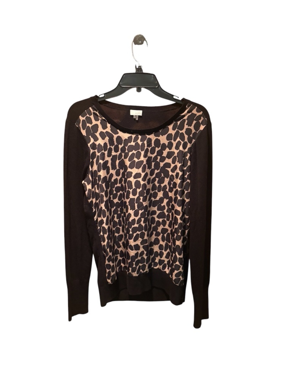 Ecru Women's Silk Wool Blend Sweater in Black Medium Crewneck Pullover